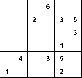 6x6 Sudoku Puzzle