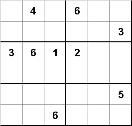 6x6 Sudoku Puzzle