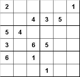 6x6 Sudoku Puzzle