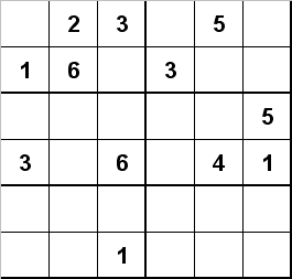 6x6 Sudoku Puzzle