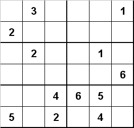 6x6 Sudoku Puzzle